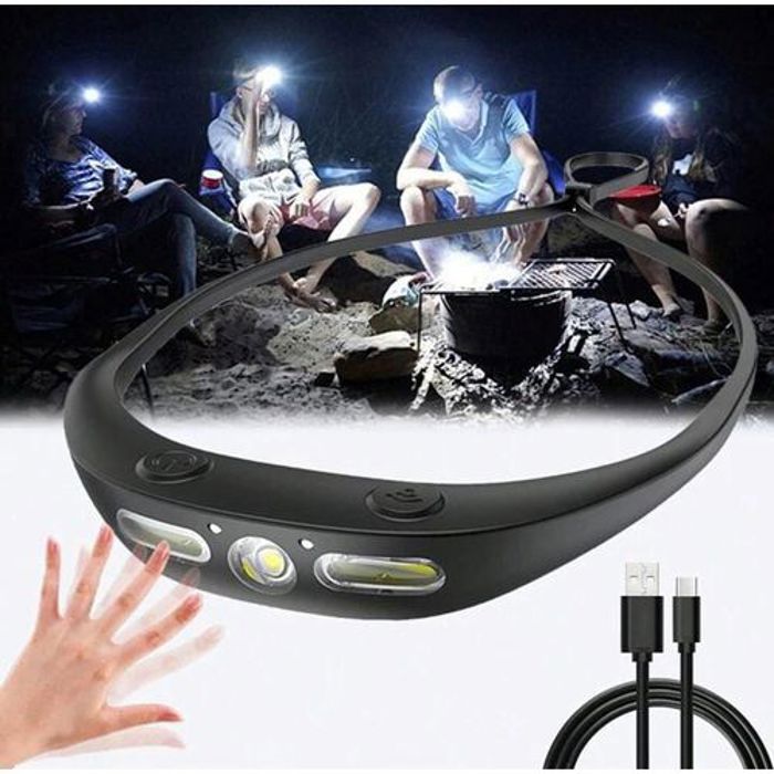 Lampe frontale LED en silicone à capteur de mouvement,Rechargeable Par Usb