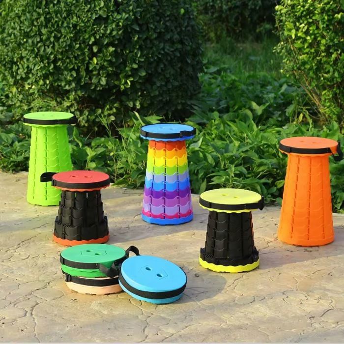 Tabouret Pliant Portable - Multicolore - Réglable - Idéal Camping et Pêche - Durable et Léger