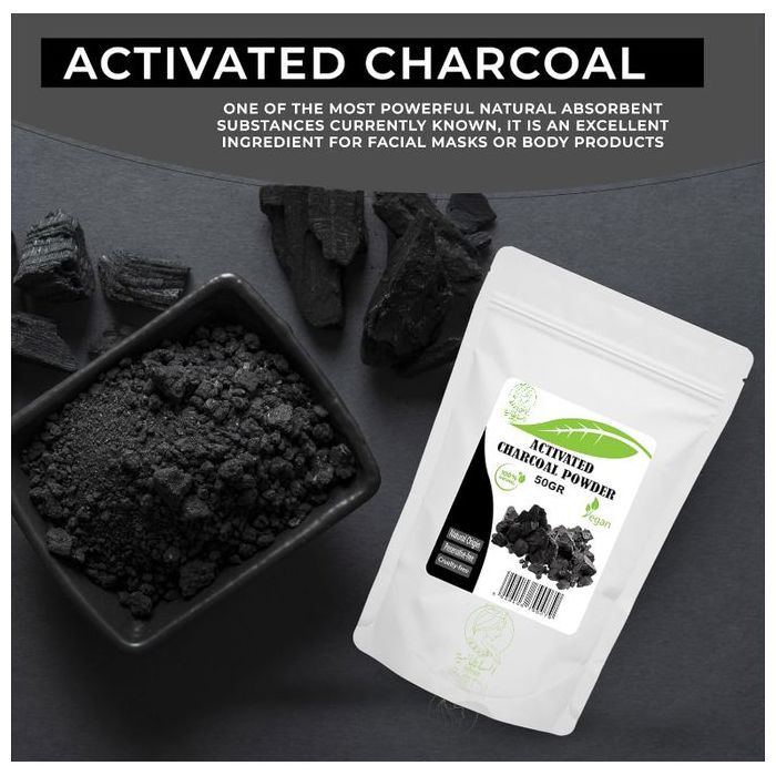 SOLTANIA Poudre de charbon actif - 50 gr - utilisation dans les masques, enveloppements corporels, formulations exfoliantes