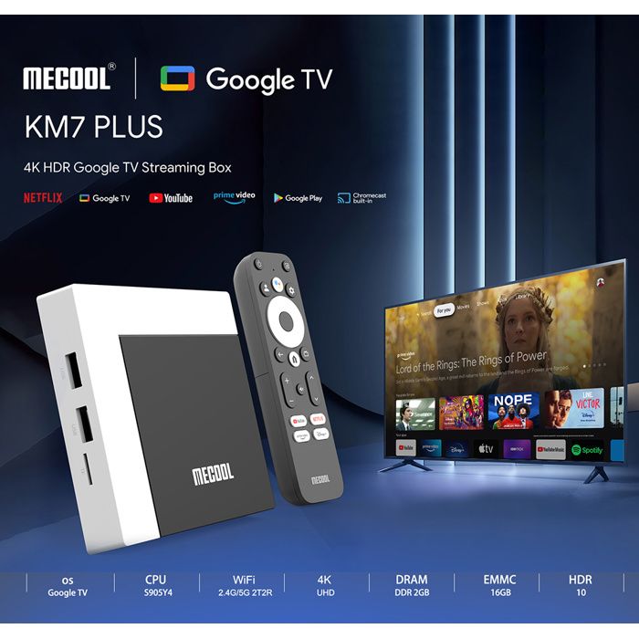 Boîtier TV Android - MECOOL - KM7 Plus - 4K - Amlogic S905Y4 - 2 Go RAM