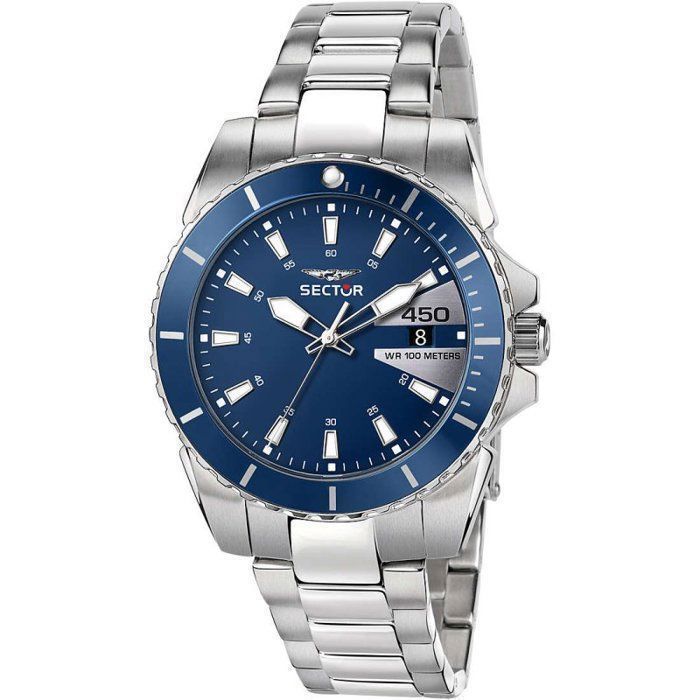 Montre pour homme - Sector - 450 - Acier inoxydable - Cadran bleu - Résistance 10 ATM