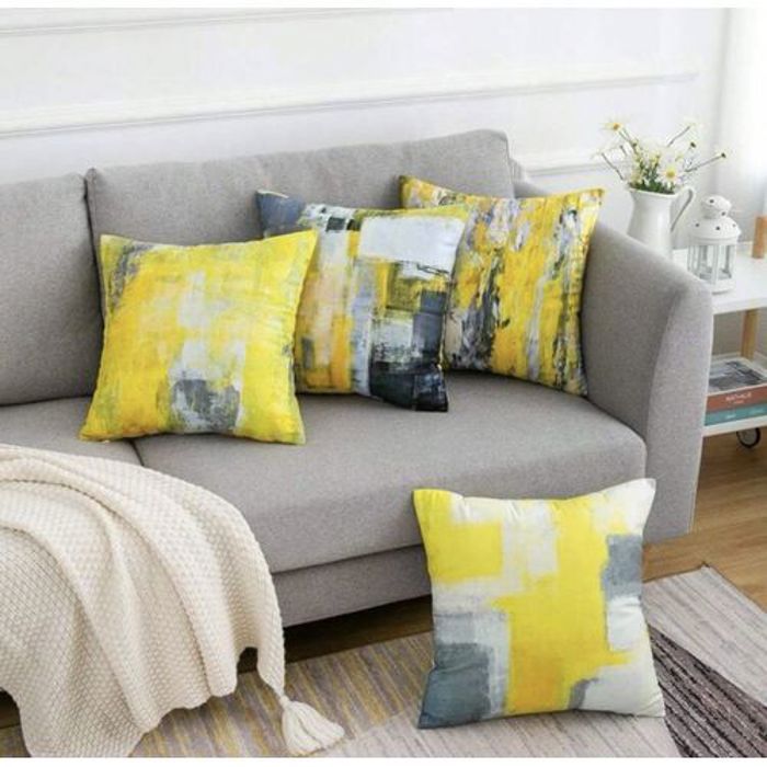 4 Pièces Housse de coussin lombaire - motif géométrique sans bourre 45 x 45 cm