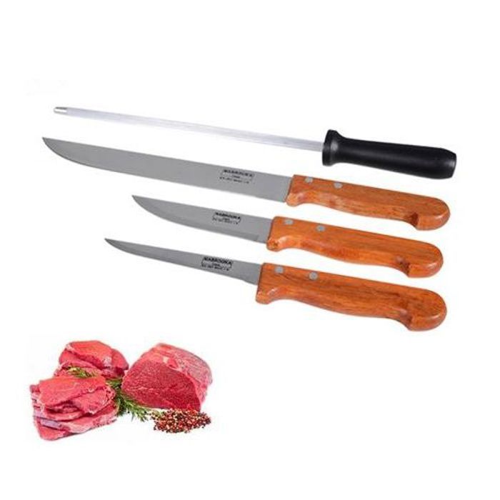 Imperial Kit De 3 Couteaux Plus Aiguiseur Professionnels Avec Manche En Plastique