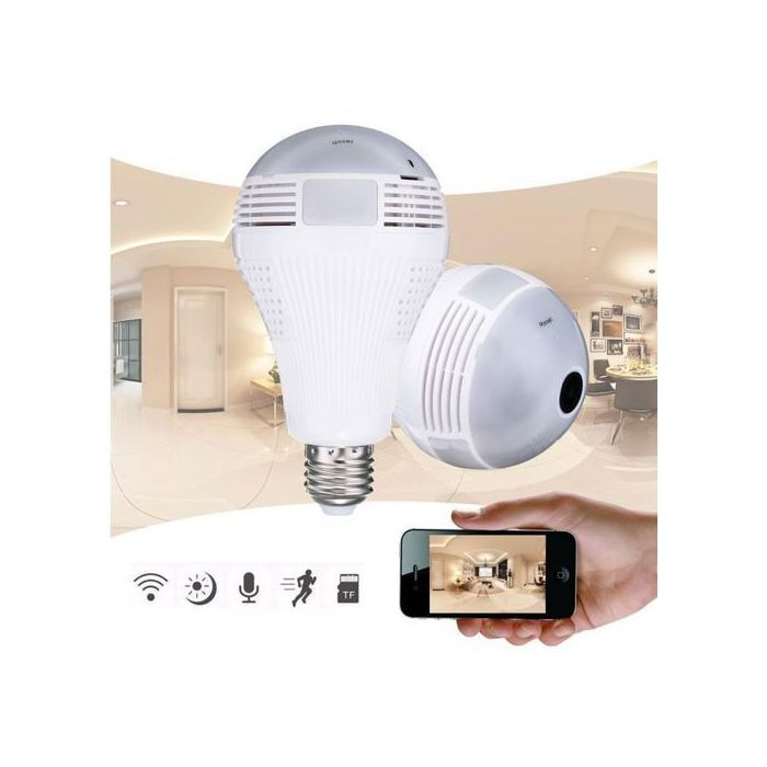 Caméra Espion Cachée Ampoule WiFi HD Panorama