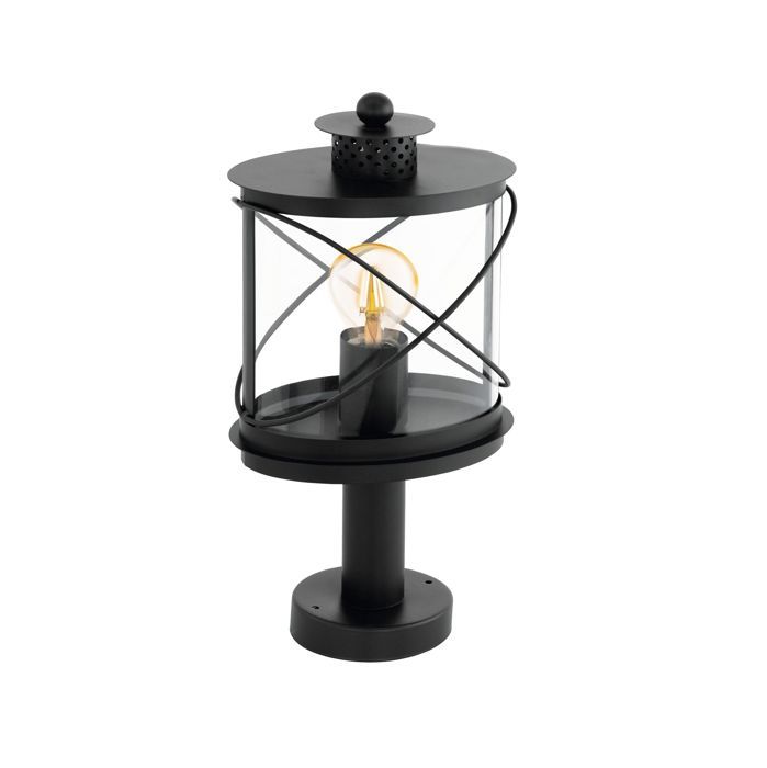 Luminaire pour socle extérieur HILBURN IP44 E27 1X60W en acier galvanisé noir 200x135x410mm