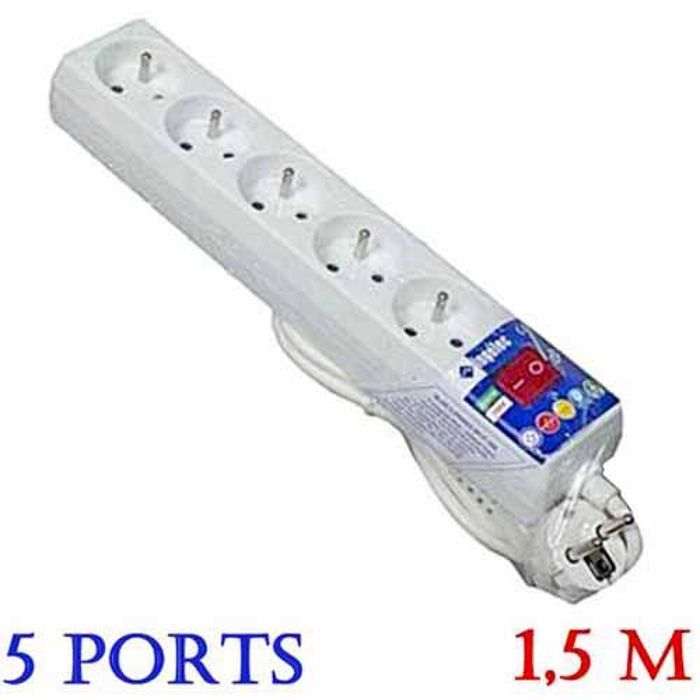 Rallonge & Multiprises avec Interrupteur 5 portes, 1.5 M
