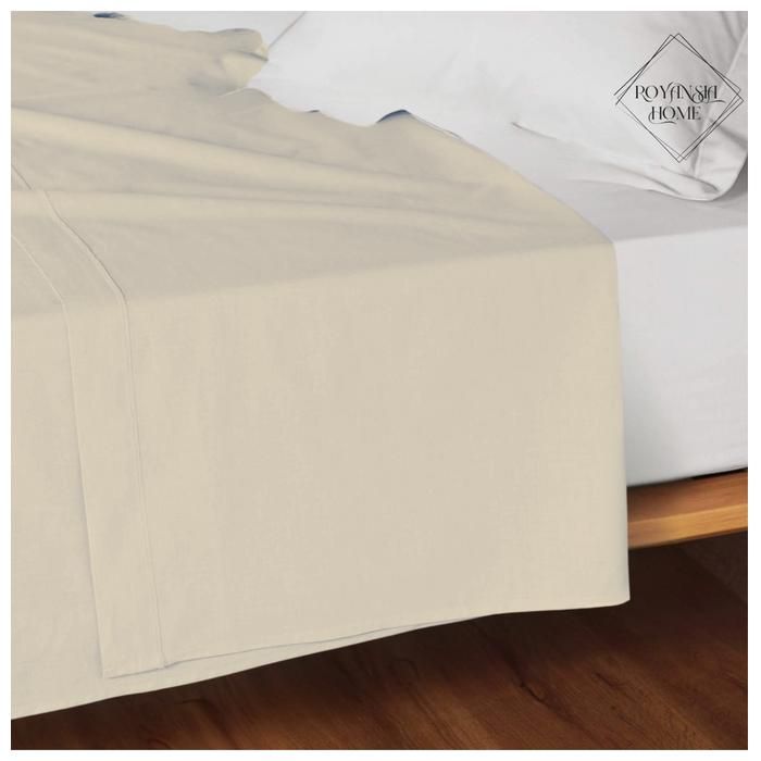 Drap Plat 1 Place - ROYANSIA HOME - Beige - Tissu Doux - Confort Respirant - Lavable en Machine