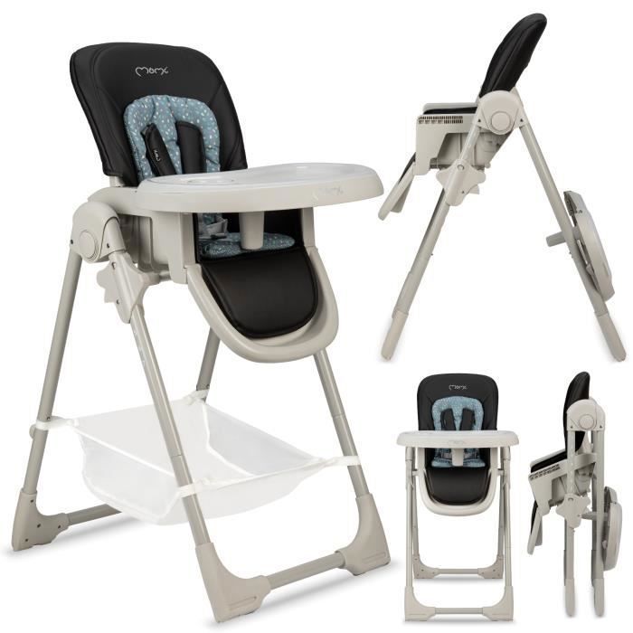 MoMi GOJO - Chaise haute multifonction - Réglable - Jusqu'à 15 kg - Noir