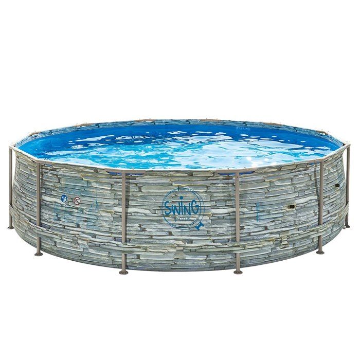 Piscine - Elite - Stone Frame - 3,66 m x 0,91 m - Autoportante - Métal galvanisé, PVC