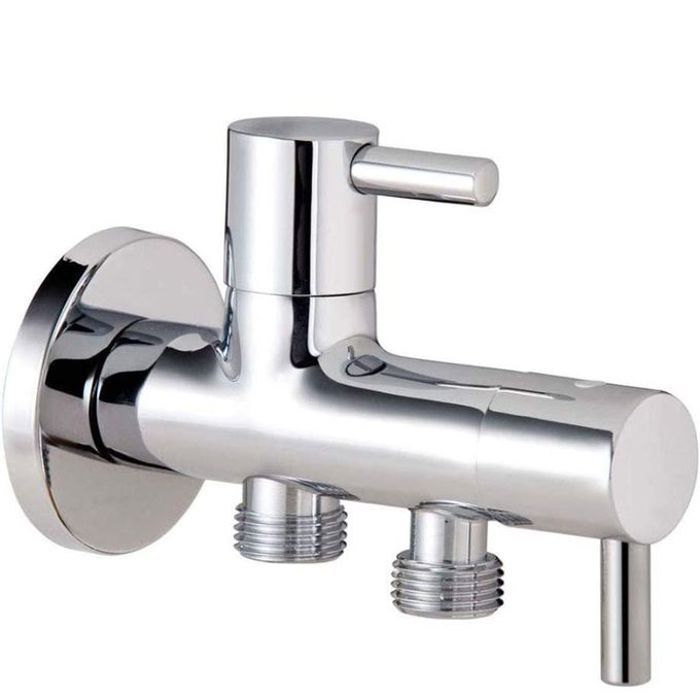 Robinet d'ablution double sortie argent 1/2 x1/2 x3/8
