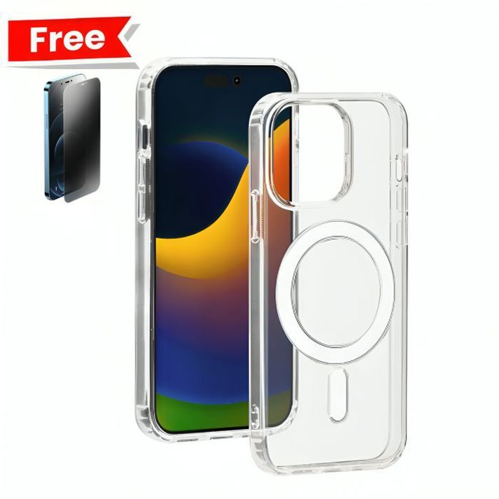 Coque iPhone 15 PRO MAX - Magnétique - Crystal Clear - Transparente - Incassable - Compatible MagSafe