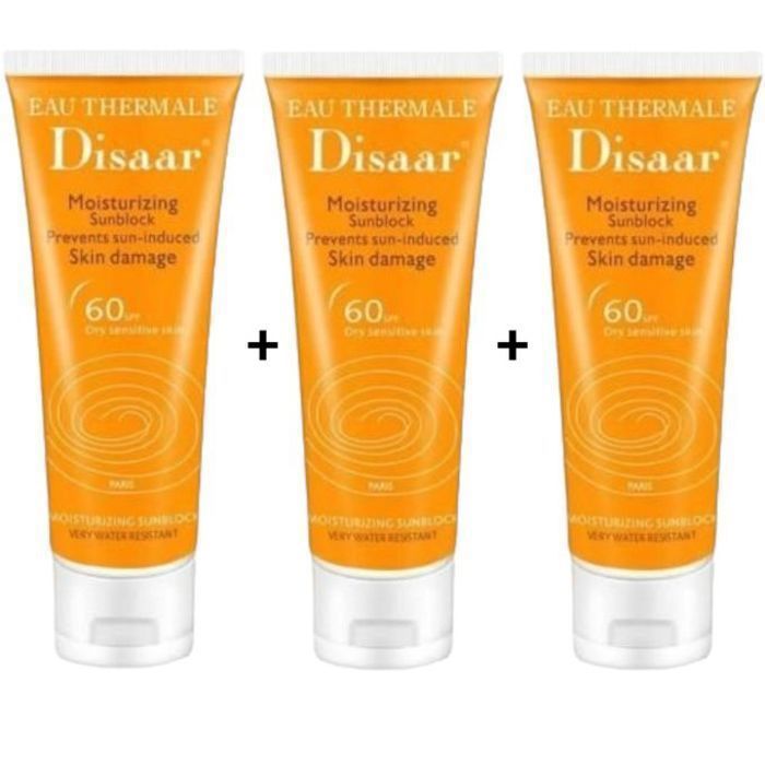PACK 3 Crème solaire hydratante et rafraîchissante SPF60, 80ml