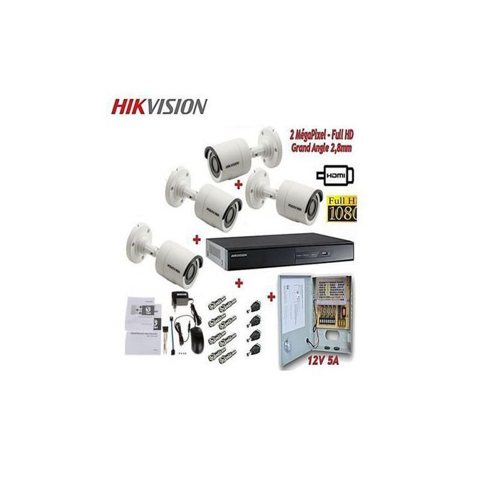 Hikvision Kit Vidéo Surveillance 4 Caméras TURBO HD et DVR 4 TURBO HD ORIGINAL PRO
