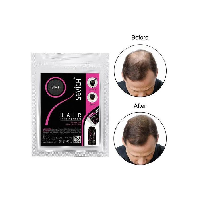 SEVICH Fibres Capillaires 100g Noires , Poudre D'Ombre Couvre Calvitie Instantanément Look Naturel
