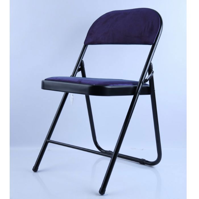 Chaise pliable - HOME DECO FACTORY - Velours bleu - Assise renforcée - Confort durable - Style contemporain