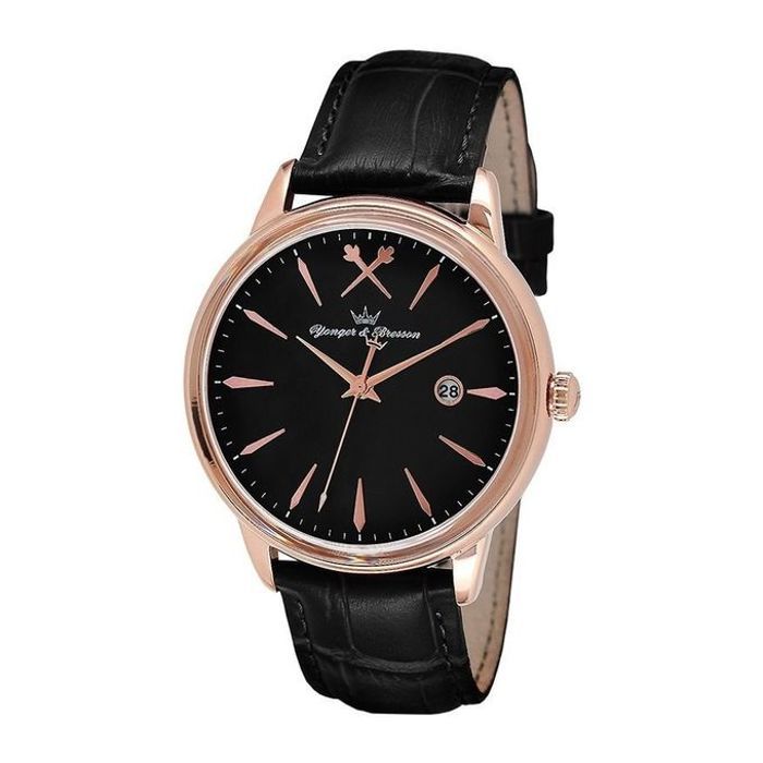 Yonger & Bresson Montre Homme - HCR052/AA - Boitier Bronze - Bracelet cuir noir