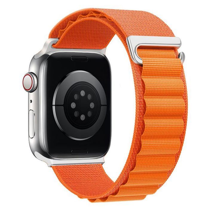 Bracelet Sport Boucle Alpine en Nylon Compatible avec Apple Watch Série 8 7 - Orange