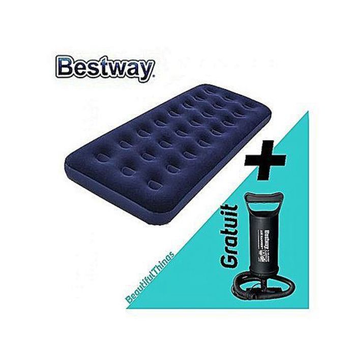 Matelas gonflable - BESTWAY - Horizon - 185 x 76 cm - Bleu - Pompe à main incluse
