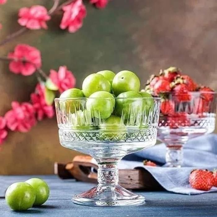Lot de 6 coupes à glace ou dessert sur pied en verre cristallin Capacité 250 ml