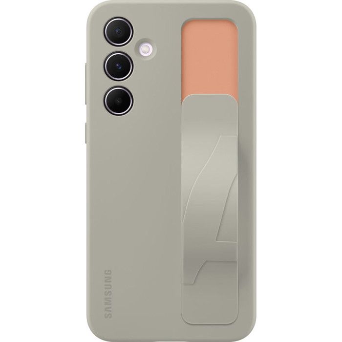 Coque en silicone avec lanière pour Samsung Galaxy A55 5G Gris