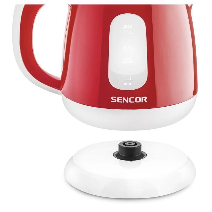 Bouilloire électrique SENCOR SWK 1014RD - Rouge et blanc - 1L - 1100W - Socle 360°