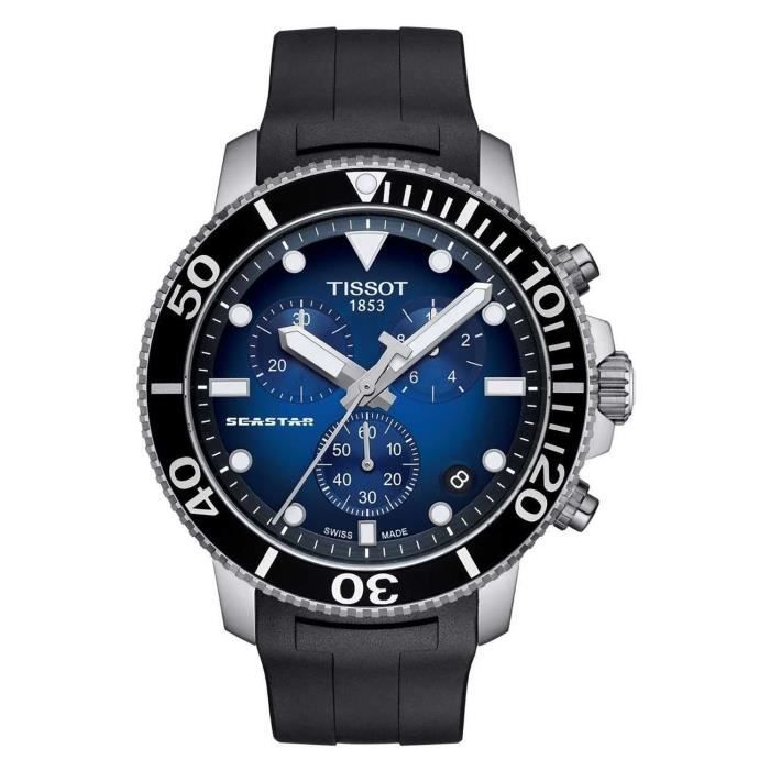 Montre - TISSOT - Seastar 1000 - Quartz Swiss Made - Étanchéité 10 Atm - Bracelet Caoutchouc Noir