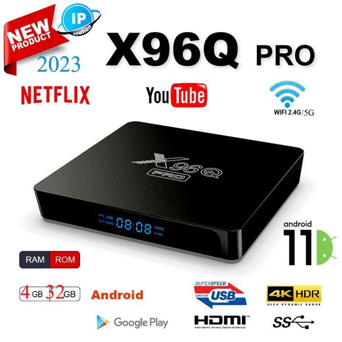 X96 Pro Smart TV BOX Dual Wifi 4Go+32Go Allwinner H616 6K ANDROID 11 avec un an serveur