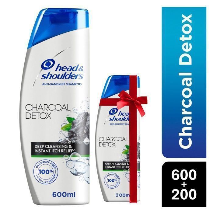 Pack Promo Head & Shoulders Detox Charcoal Shampoing 600 ml + 200 ml