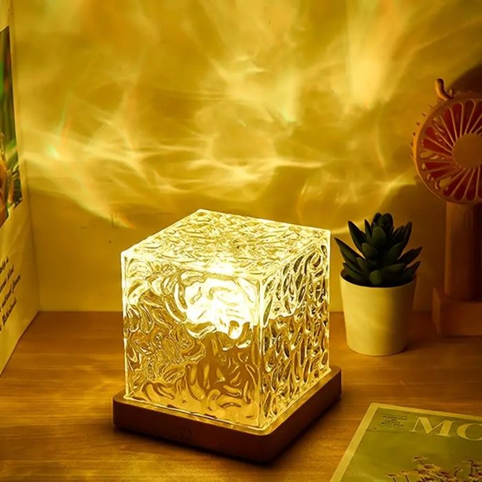 Lampe de table rotative à motif d'eau RVB