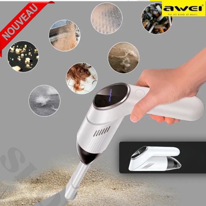 Mini aspirateur pliable Awei V1 pliante, aspiration sans fil, led adaptée à plusieurs scénarios.