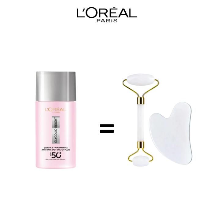 L'Oréal Paris Glycolic-Bright Fluide UV Quotidien Anti-Taches SPF 50+ avec Guasha offert