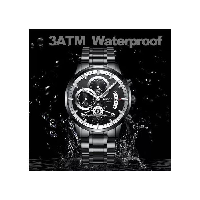 Montre pour homme - NIBOSI - 2309 - Quartz - Cuir - Étanchéité 3Bar