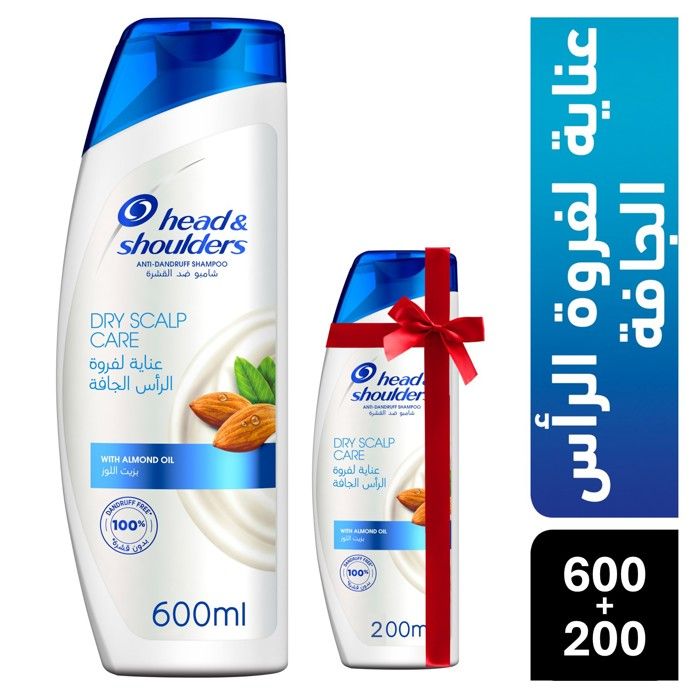Pack Promo Head & Shoulders Dry Scalp Soin à l'Huile d'Amande Shampoing 600 ml + 200 ml