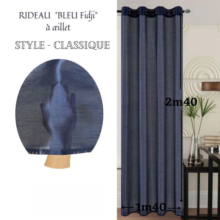 Rideau Contemporain Bleu Fidji 140/240 Classique - BAYT AVENUE