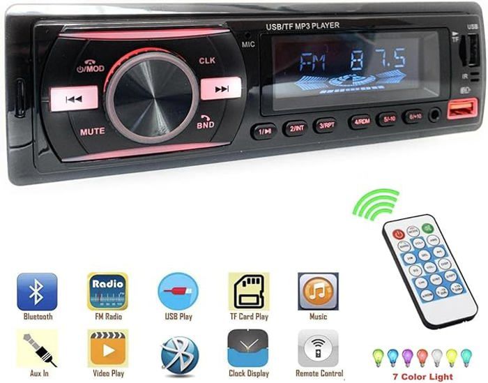 Poste Radio de voiture MP3 Bluetooth, multimedia, 2 PORTE USB SD Card, , Clock, RCA