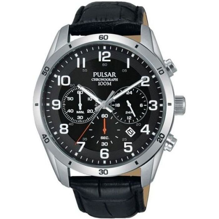 Montre - PULSAR - SPORT CHRONOGRAPHE - Noir - Cuir - Analogique