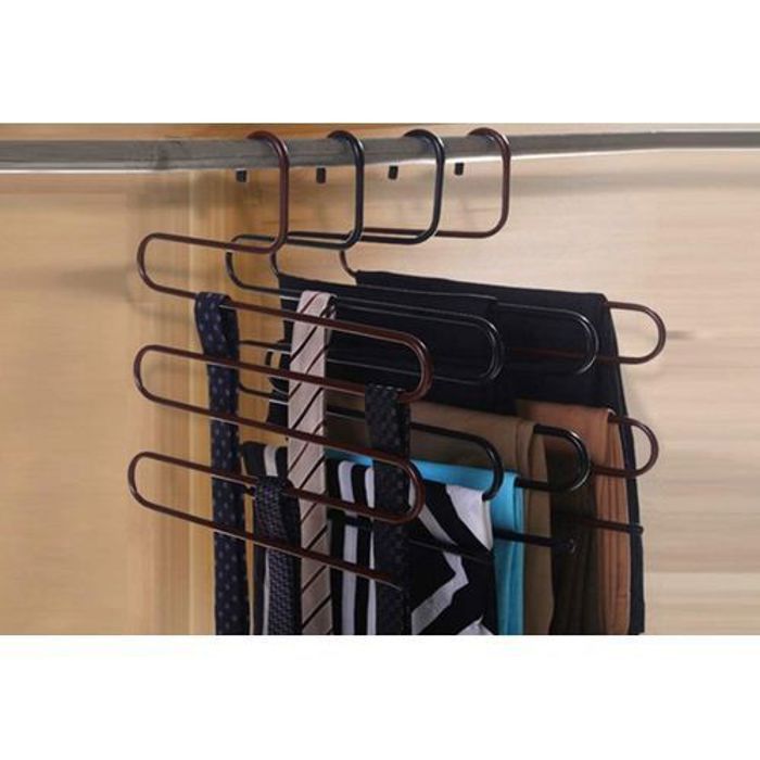 Cintres Pantalons Multi-usage 5 couches en Acier Inoxydable