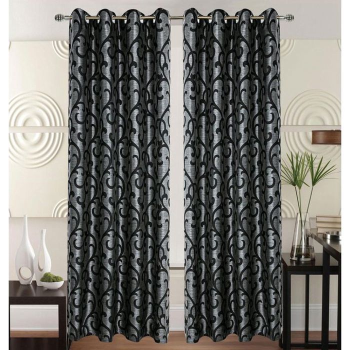Rideau Jacquard Anthracite/Noir - 140x240 cm