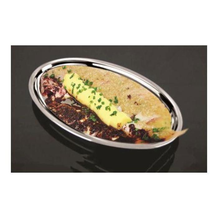 Plateau Ovale - INOX - 65,5x42,5cm - Inox - 1 pièce - Design Contemporain