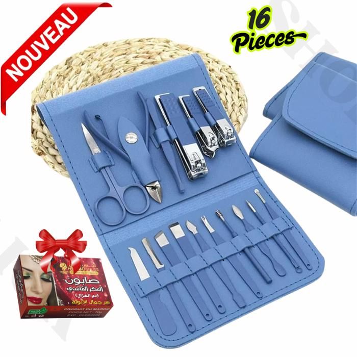 Ensemble d'ongles Outil de Coupe-Ongles 16 pièces en Acier Inoxydable avec cuillère à Oreille