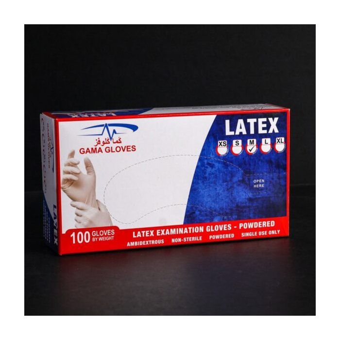Gants d'examen latex Gama Gloves  poudrés-Taille M (100 pièces)