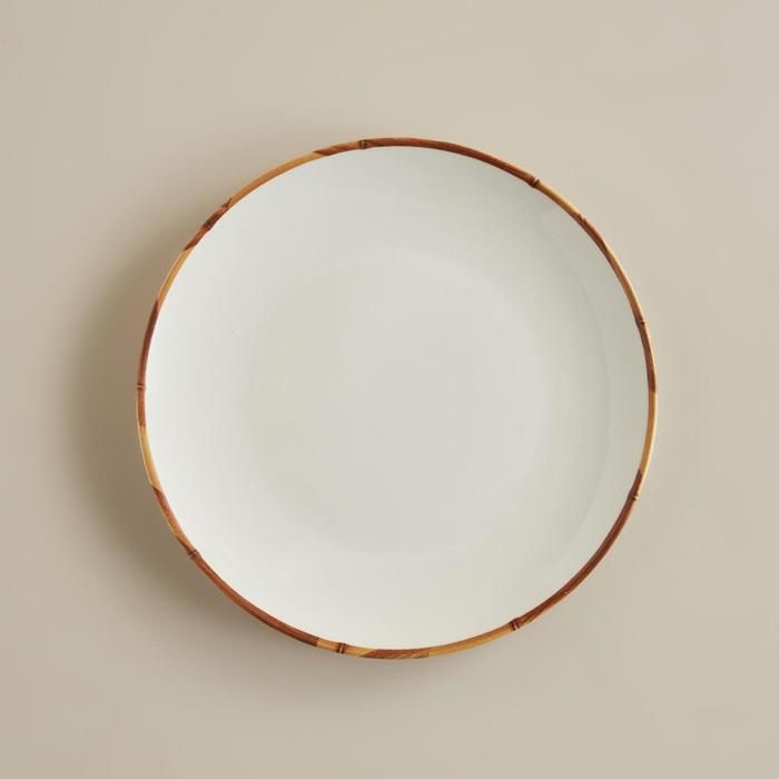 Assiette de Service en Grès Bambou Palmier Blanc (26 cm)