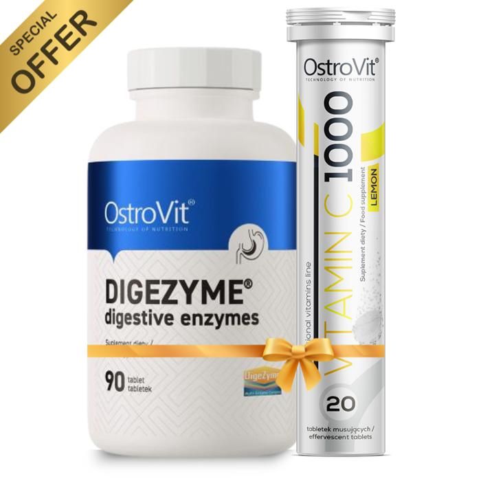 Pack Digezyme Enzymes Digestives 90 Tabs + Vitamin C 1000mg 20Tabs