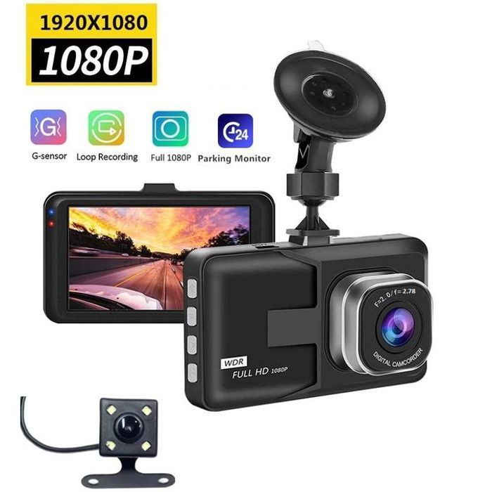 Car Dvr Camera de tableau de bord DVR pour voiture FulHd G-Sensor LCD 3.0"