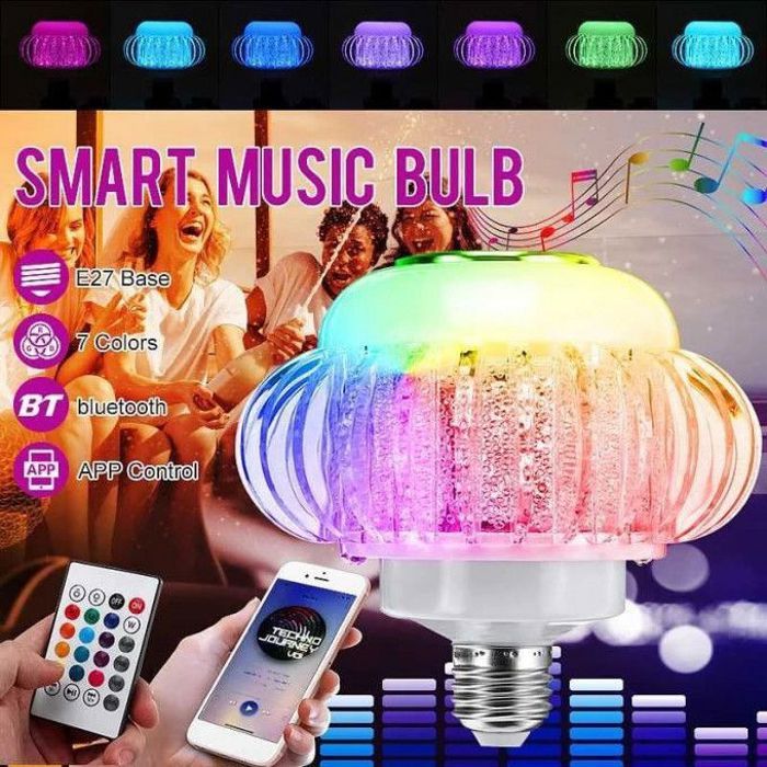 Lampe cristal avec télécommande, avec haut-parleur Bluetooth intégré, idéale pour créer une ambiance festive.