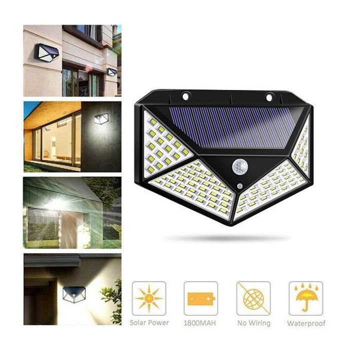 Lampe solaire pour l'extérieur, étanche avec applique murale et détecteur de mouvement, pour un éclairage pratique et sécurisé.