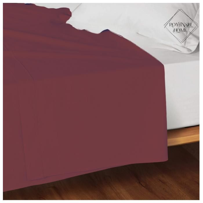 Drap Plat 1 Place - ROYANSIA HOME - Tissu Doux - Rouge - Confort Quotidien - Lavable