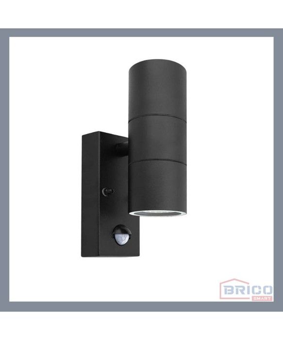 APPLIQUE MURALE RIGA NOIRE AVEC DETECTEUR DE MOUVEMENT GU10 IP54