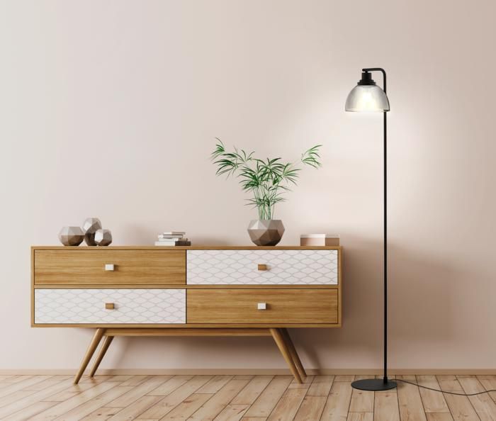 Lampadaire BELESER E27 1X60W en acier noir 260x205x1505mm