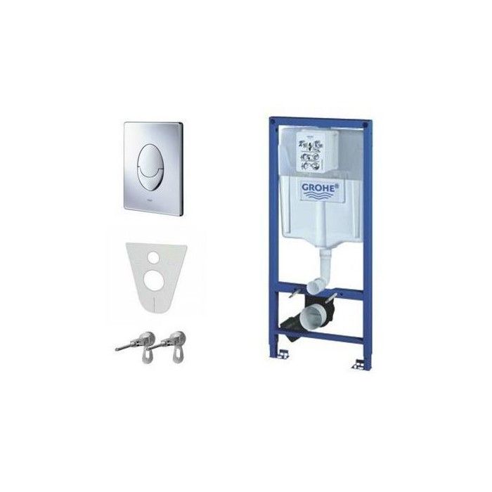 Réservoir de chasse à encastrer - Grohe - 38721001 - 6/9 L - Installation murale - Acier blanc